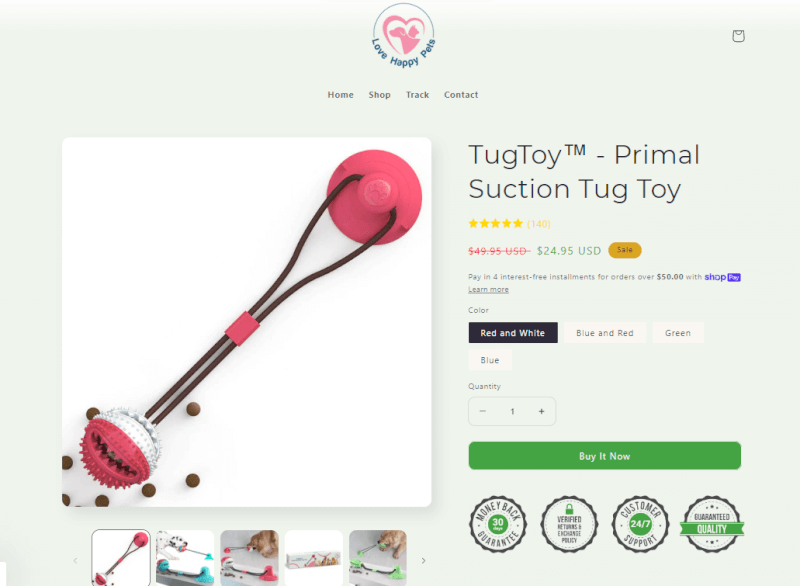 Dog Tug Toy Seller's Website