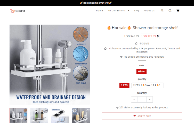 Shower Storage Shelf Seller's Website