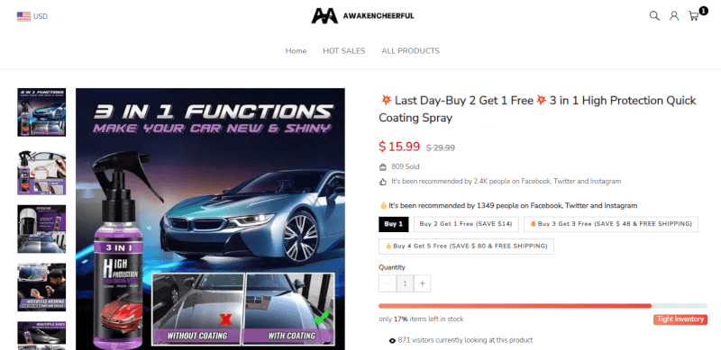 Car Ceramic Coating Spray Seller's Website