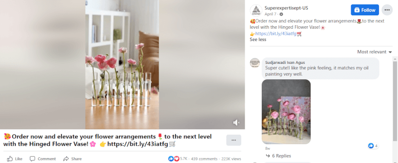 Hinged Flower Vase FB Ad