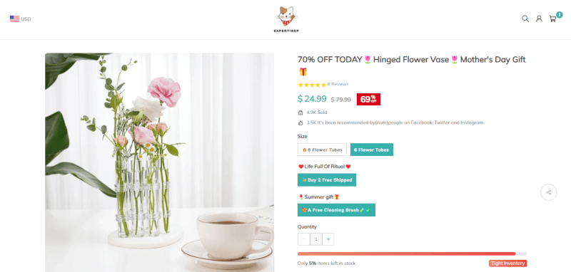 Hinged Flower Vase Seller's Website
