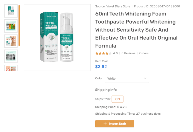 Whitening Foam Toothpaste AutoDS