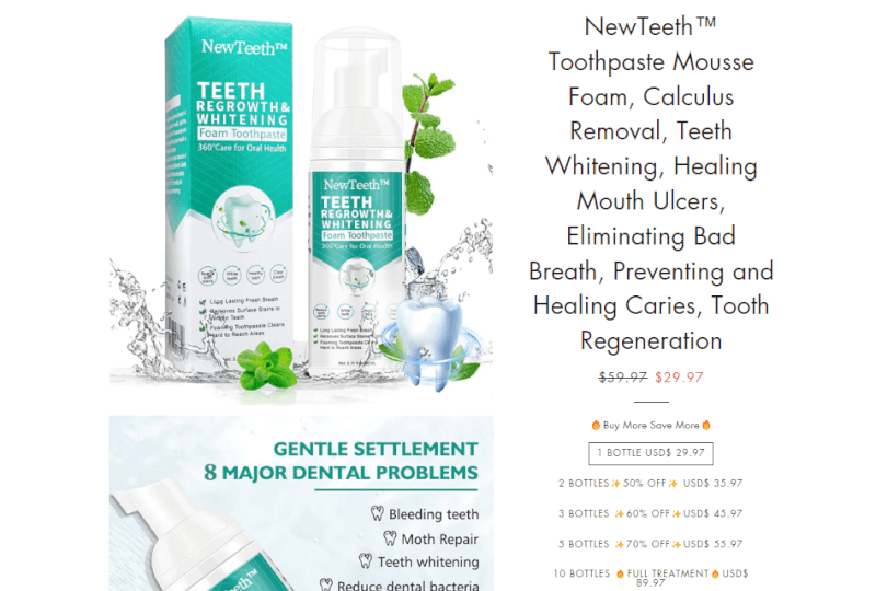 Whitening Foam Toothpaste Seller's Website
