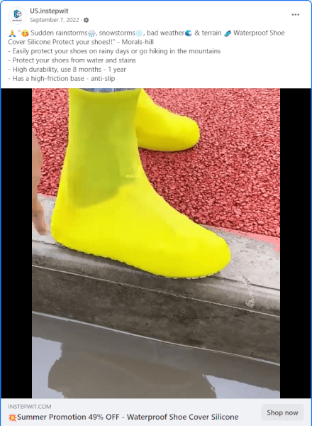 Waterproof Shoe Covers FB Ad