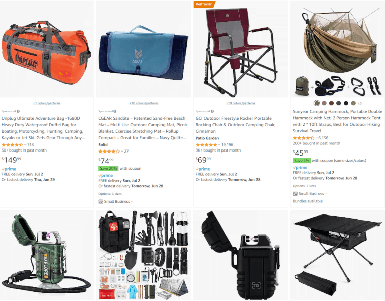 Outdoor gear Amazon trend