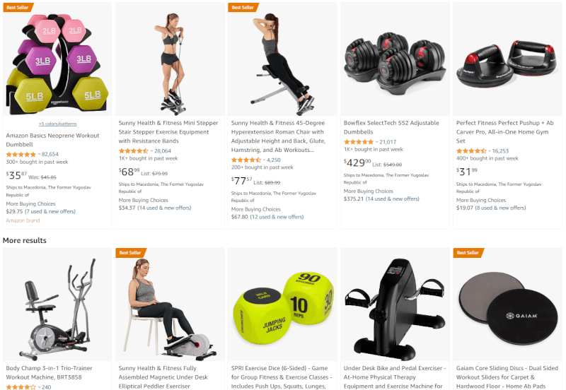Fitness equipment Amazon trend