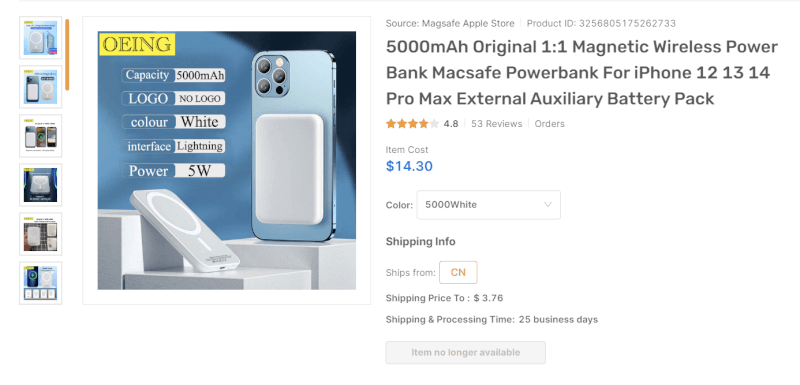 Magnetic Wireless Power Bank 5000mAh top dropshipping products August 2023