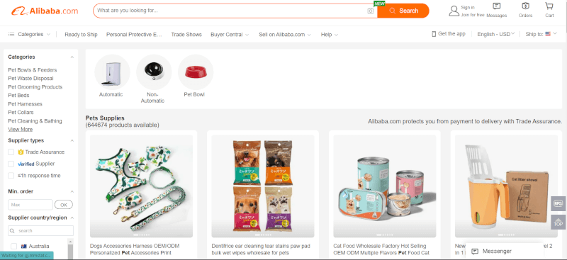 Alibaba dropshipping pet products supplier
