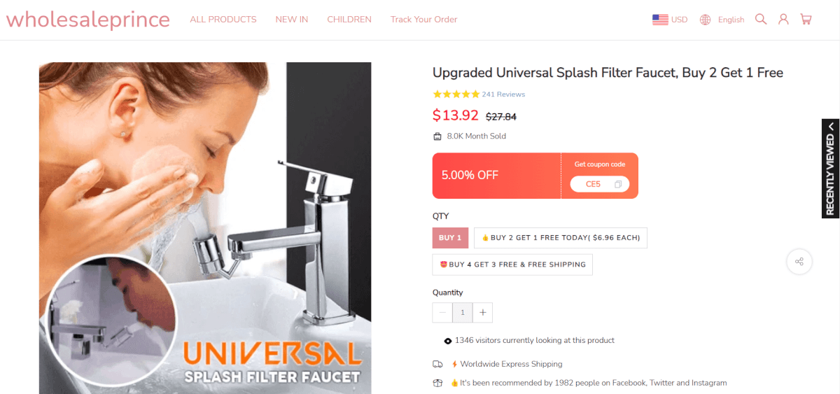 Universal Filter Faucet seller website