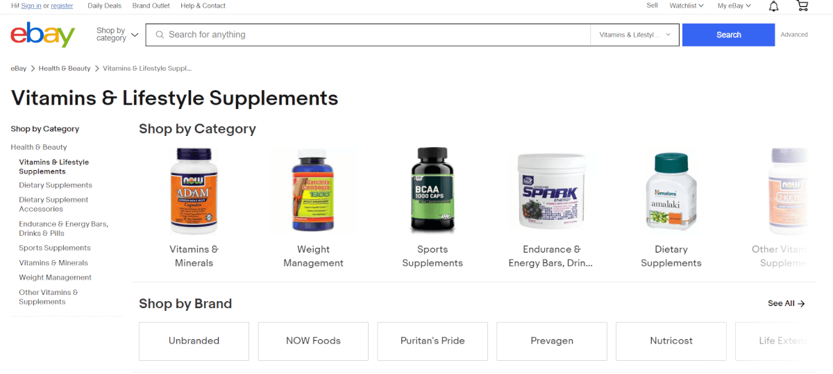 ebay supplements supplier