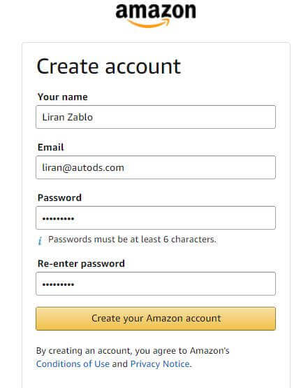 amazon registration form