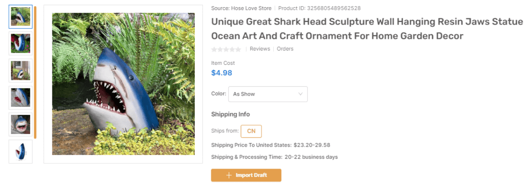 shark head sculpture top products to dropship