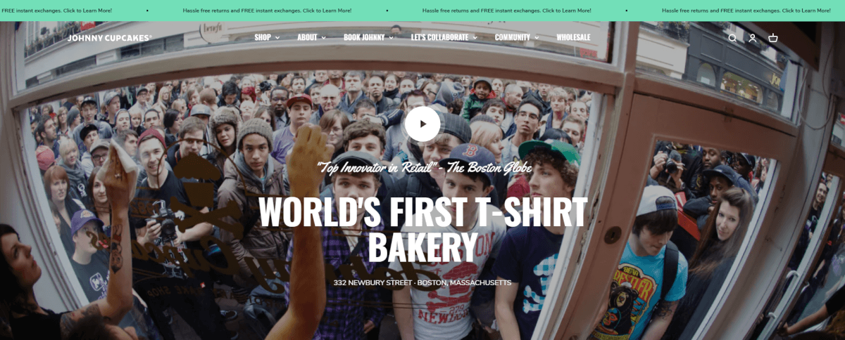 johnny cupcakes landing page example