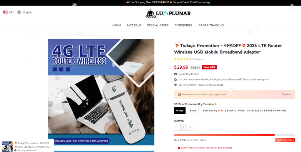 Internet Wireless Router Seller’s Website