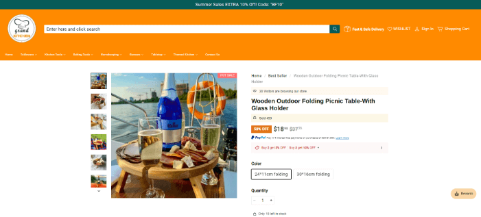 Portable Picnic Table Seller’s Website