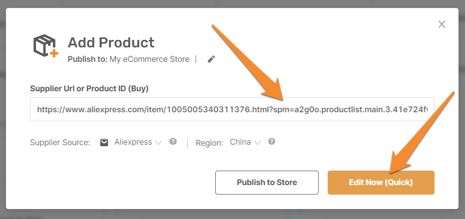 Paste url to AutoDS Product Importer