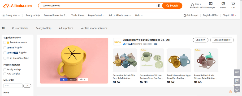 Baby Silicone Cup on alibaba