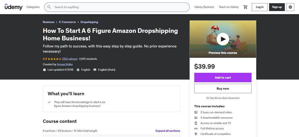 Udemy: How To Start A 6 Figure Amazon Dropshipping