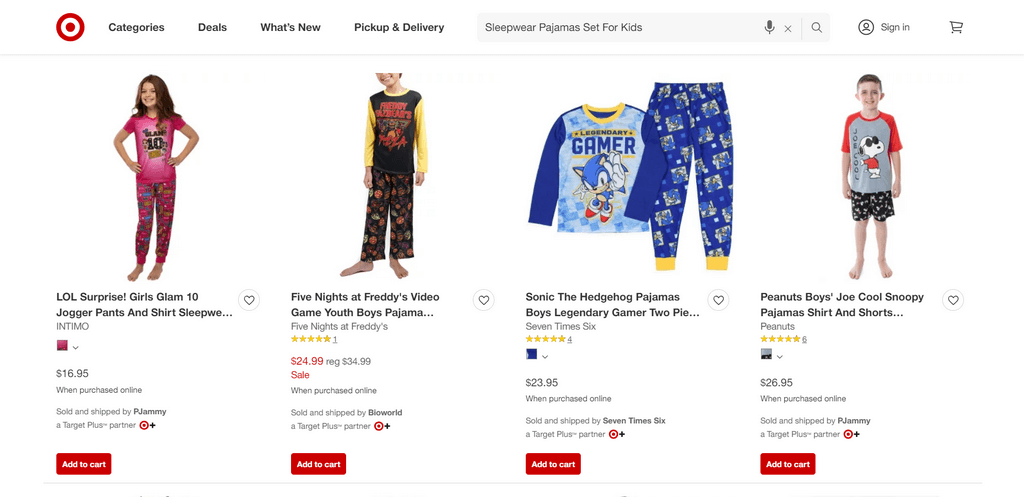 Target Sleepwear Pajamas Set For Kids