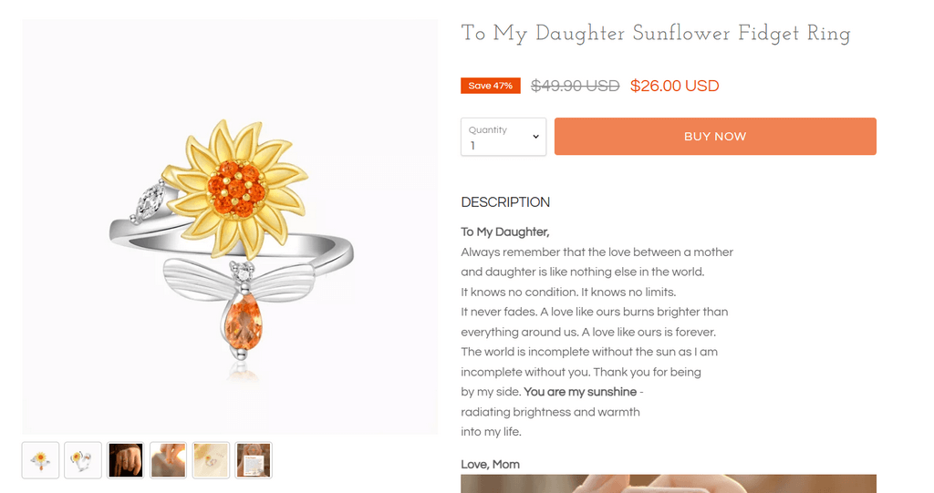 Sunflower Fidget Ring Seller