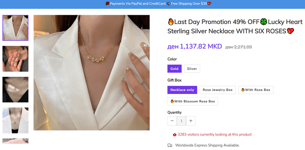 Heart-Shaped Pendant Necklace Seller