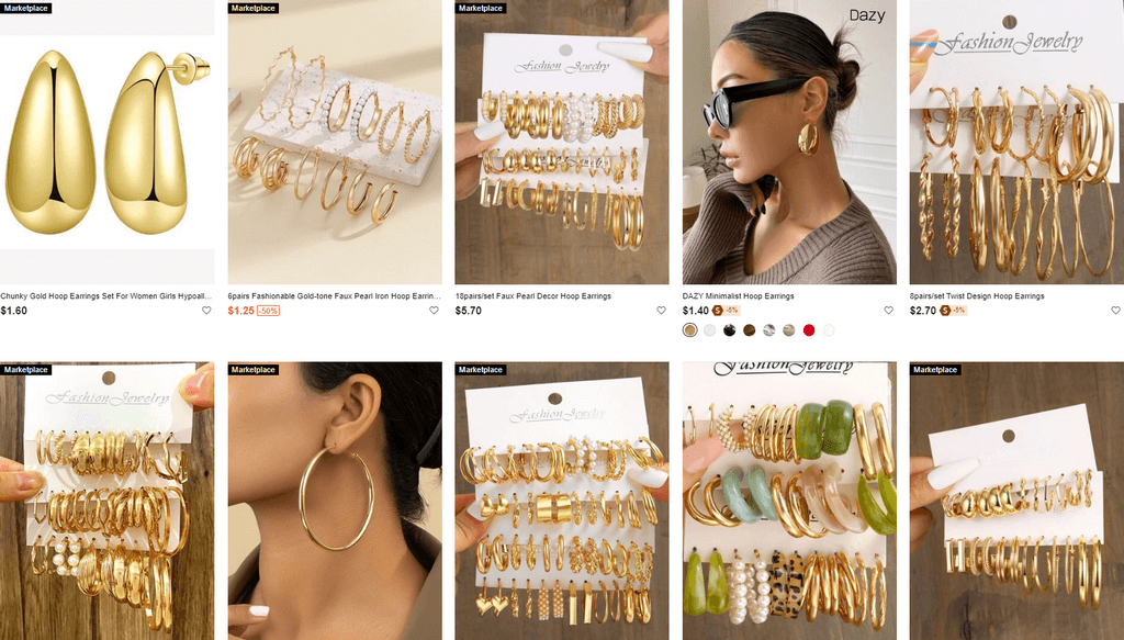 Chunky Gold Hoop Earrings Set product for jewelry dropshipping etsy
