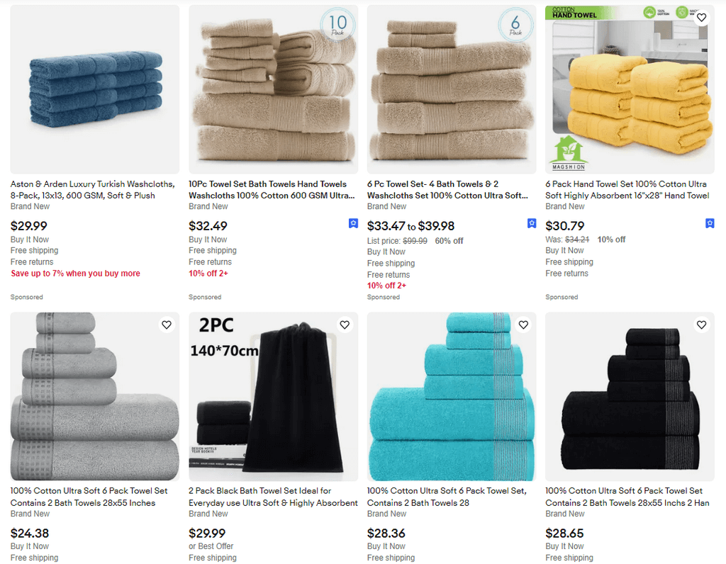 eBay Cotton Ultra Soft Pack Towel Set Cyber Monday & Black Friday Dropshipping