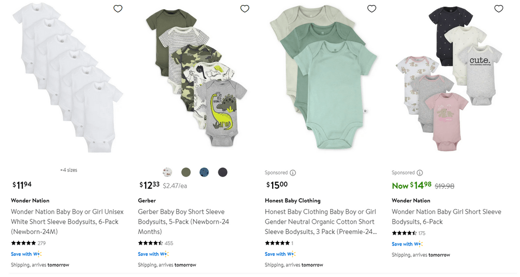 Walmart Pack Short Sleeve Newborns Bodysuits