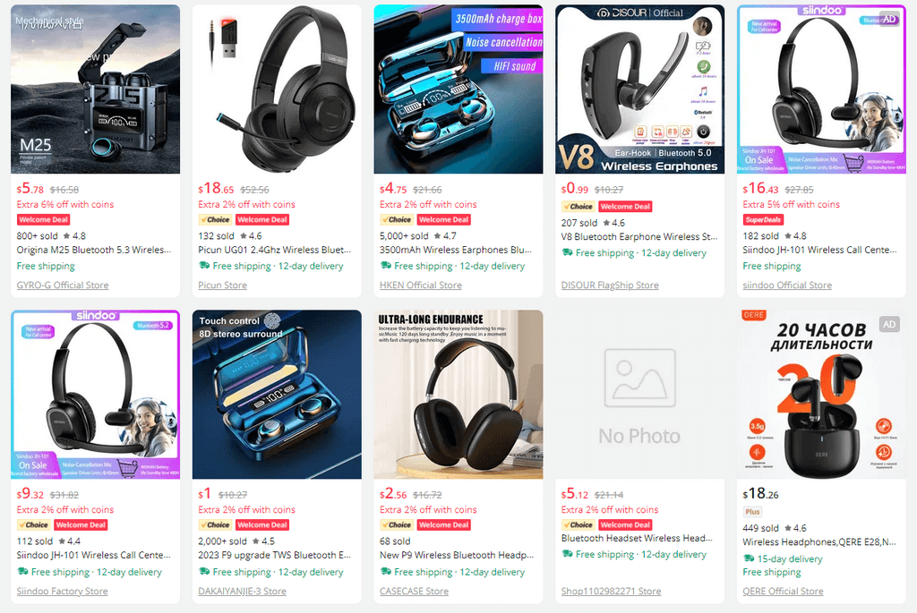 AliExpress Wireless Headset with Microphone Cyber Monday & Black Friday Dropshipping