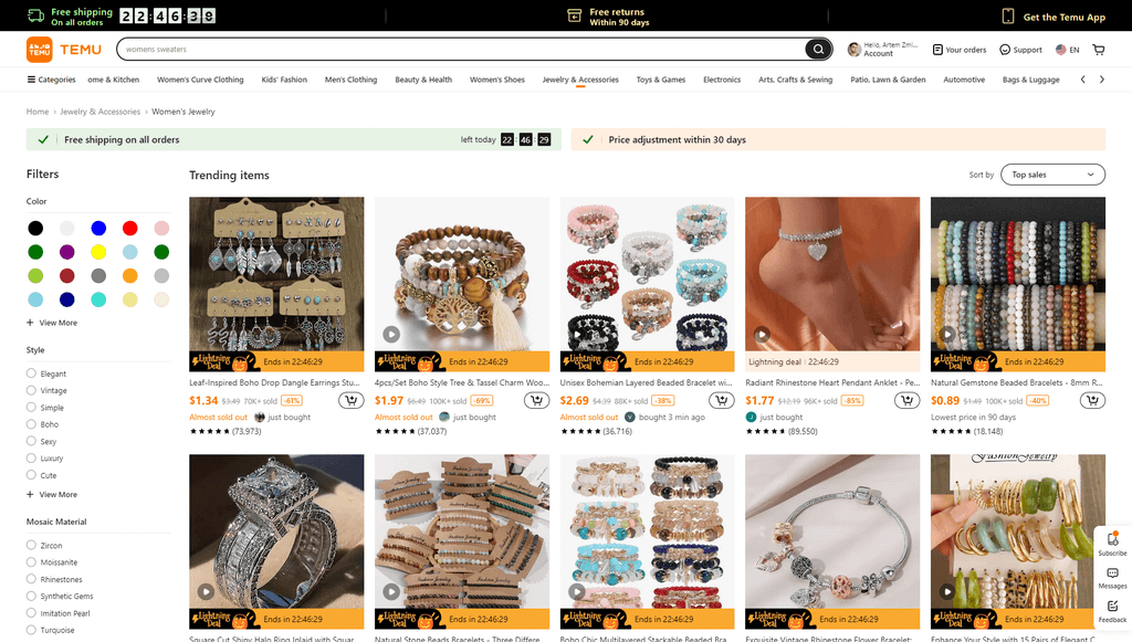 temu dropshipping jewelry supplier