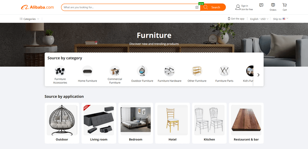 Alibaba furniture dropshipping suppliers