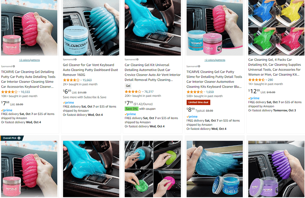 4 Packs Cleaning Gel for Car Detailing Putty Car Vent Cleaner