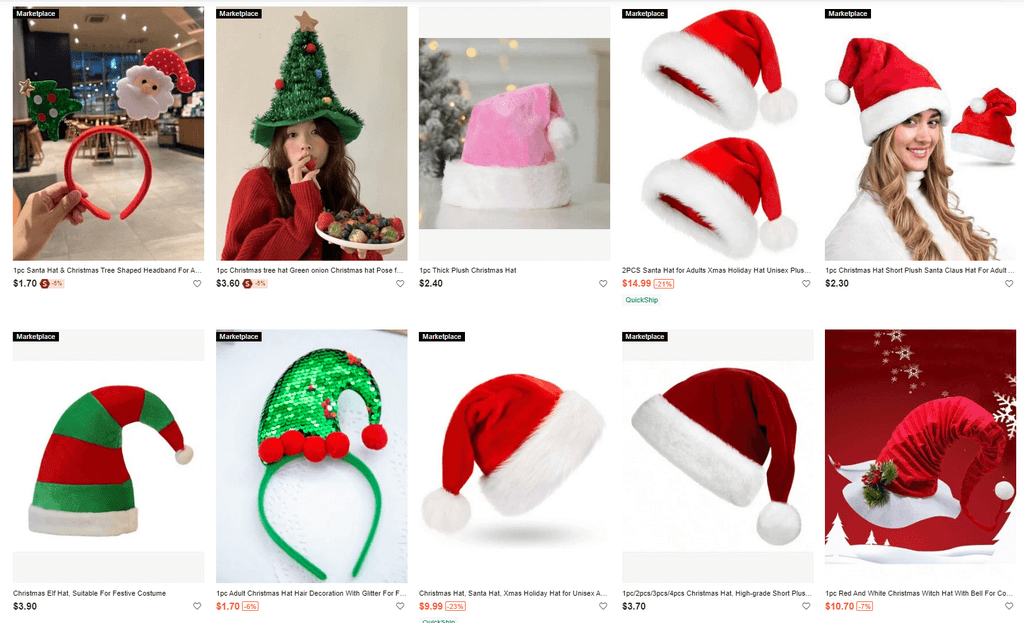 Christmas Party Hats Shein Christmas Dropshipping Products