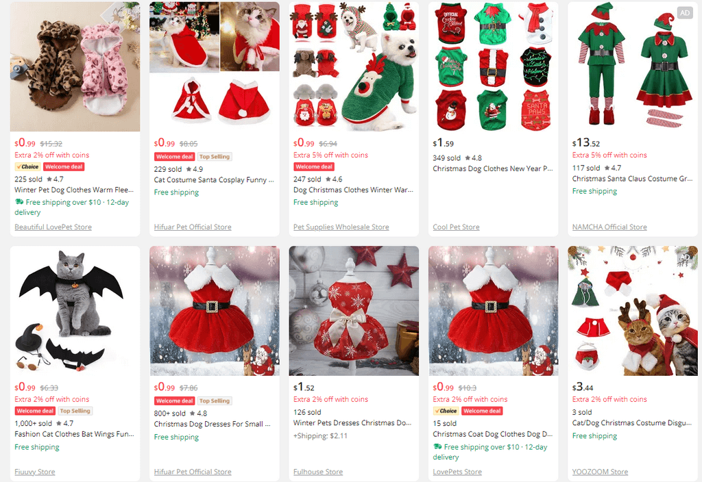 Christmas Pet Costumes AliExpress Christmas Dropshipping Products