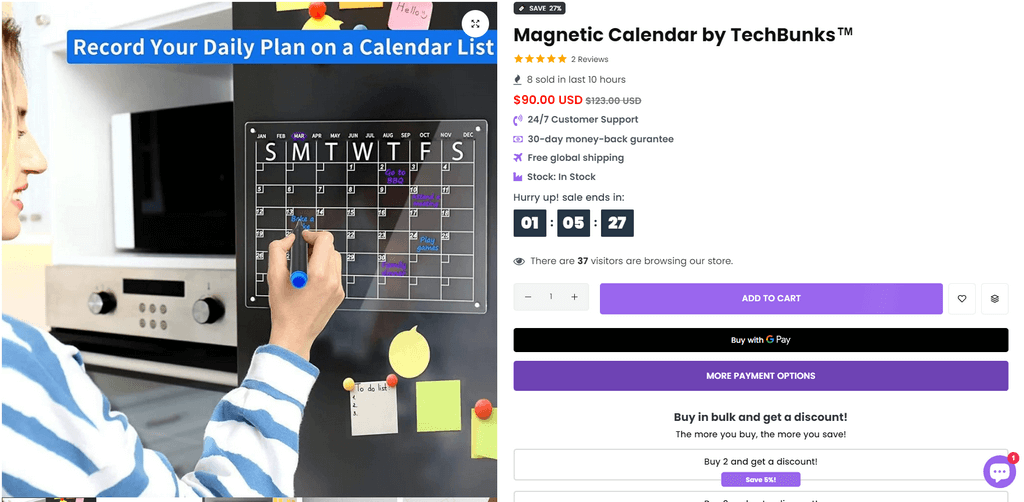 Magnetic Fridge Erase Calendar seller wesbite