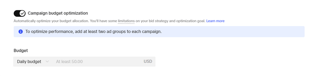 Campaign Budget Optimization Option