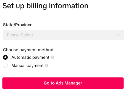 Set up billing information