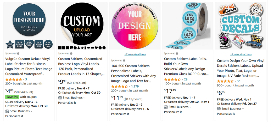 Custom Stickers Amazon dropship stickers