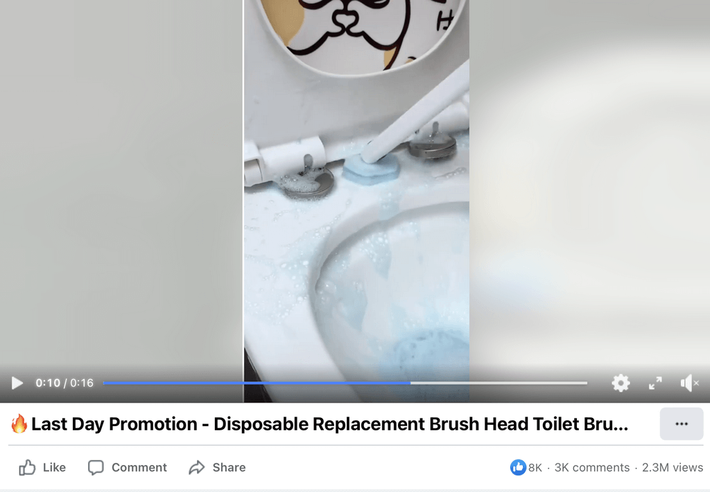 Disposable Replacement Brush Head Toilet Brush Set Seller’s Facebook Ad