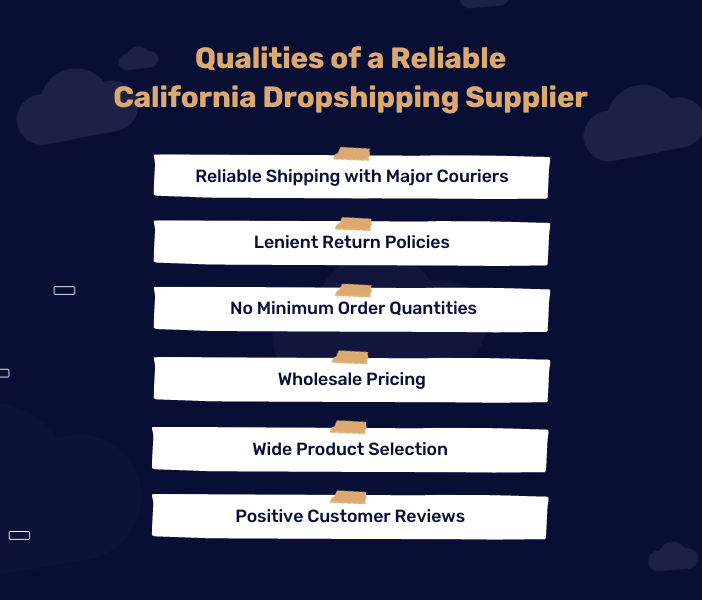 Qualities of a Reliable California Dropshipping Supplier Infographic