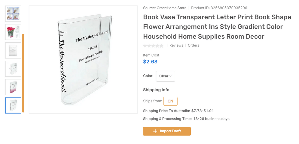 Book Transparent Vase eBay dropshipping products