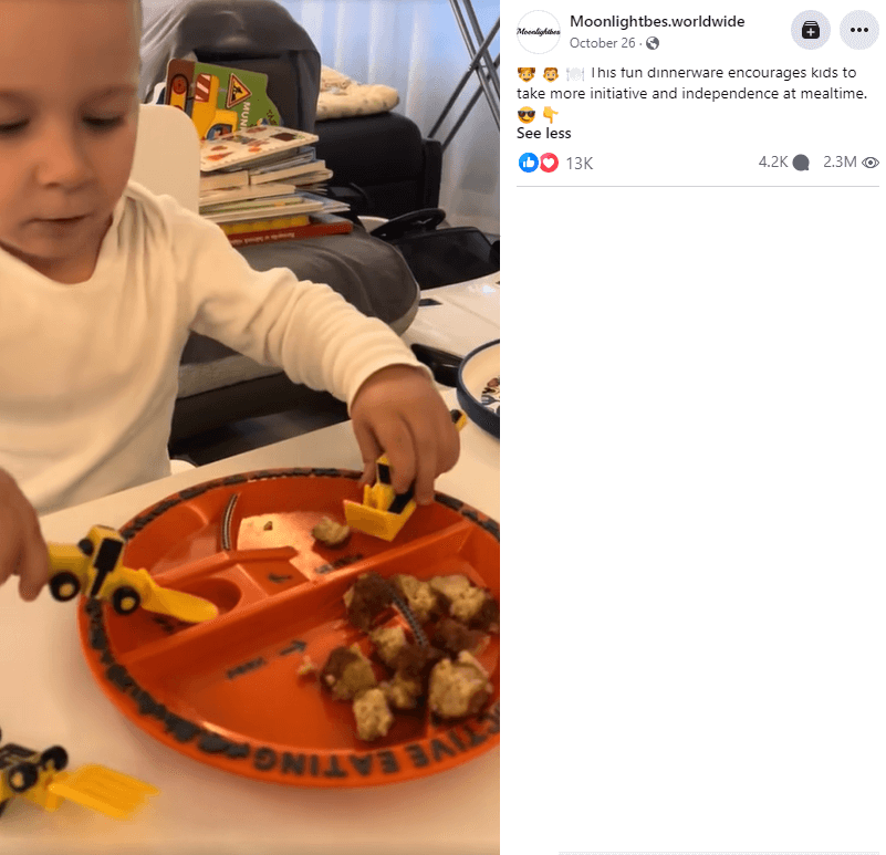 Kid’s Constructive Eating Plate seller's fb ad