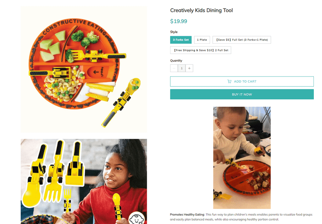 Kid’s Constructive Eating Plate seller's website top dropshipping products