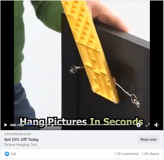 Picture Hanging Tool top dropshipping products facebook ad