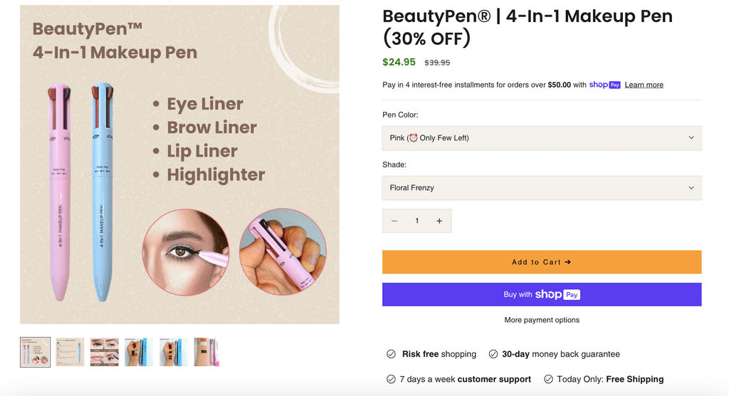 4 in 1 eyebrow pen seller's website