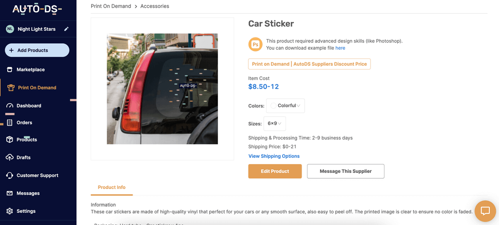 print on demand product car sticker