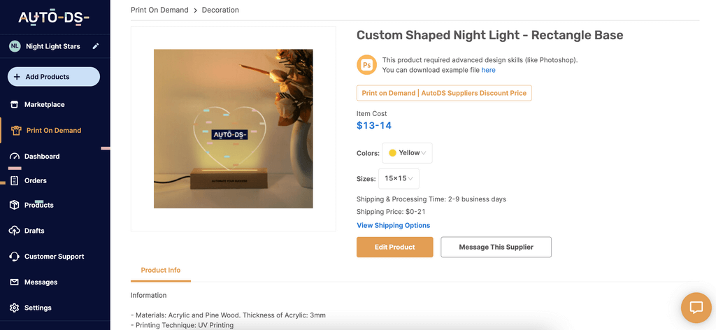 Print On Demand Product Heart Shaped Light