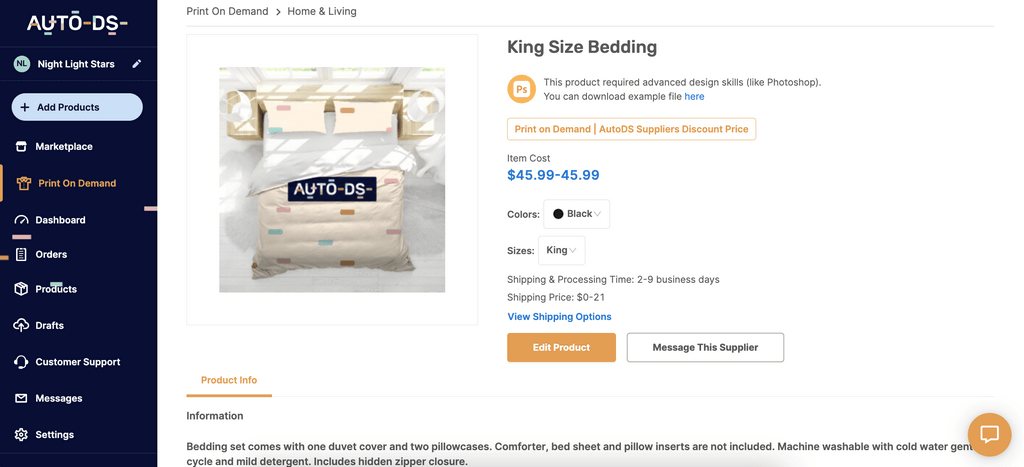 Print On Demand product King Size Bedding