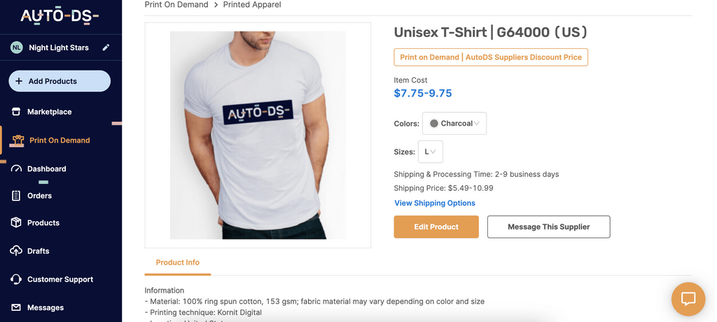print on demand product unisex t-shirt