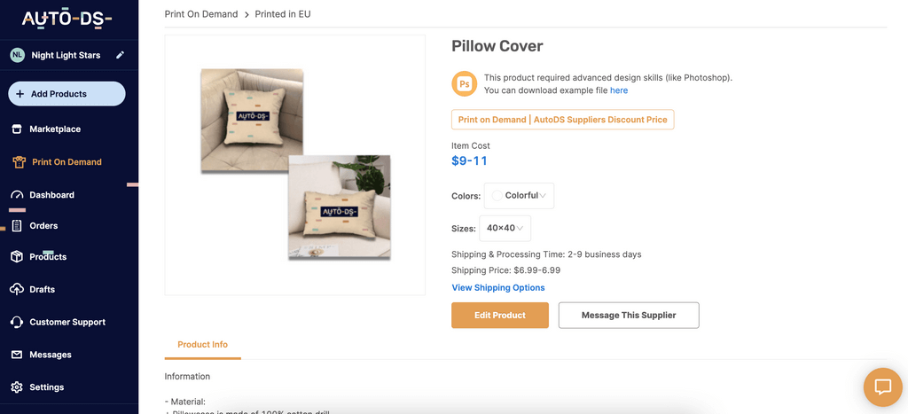 Print on demand products pillow cover